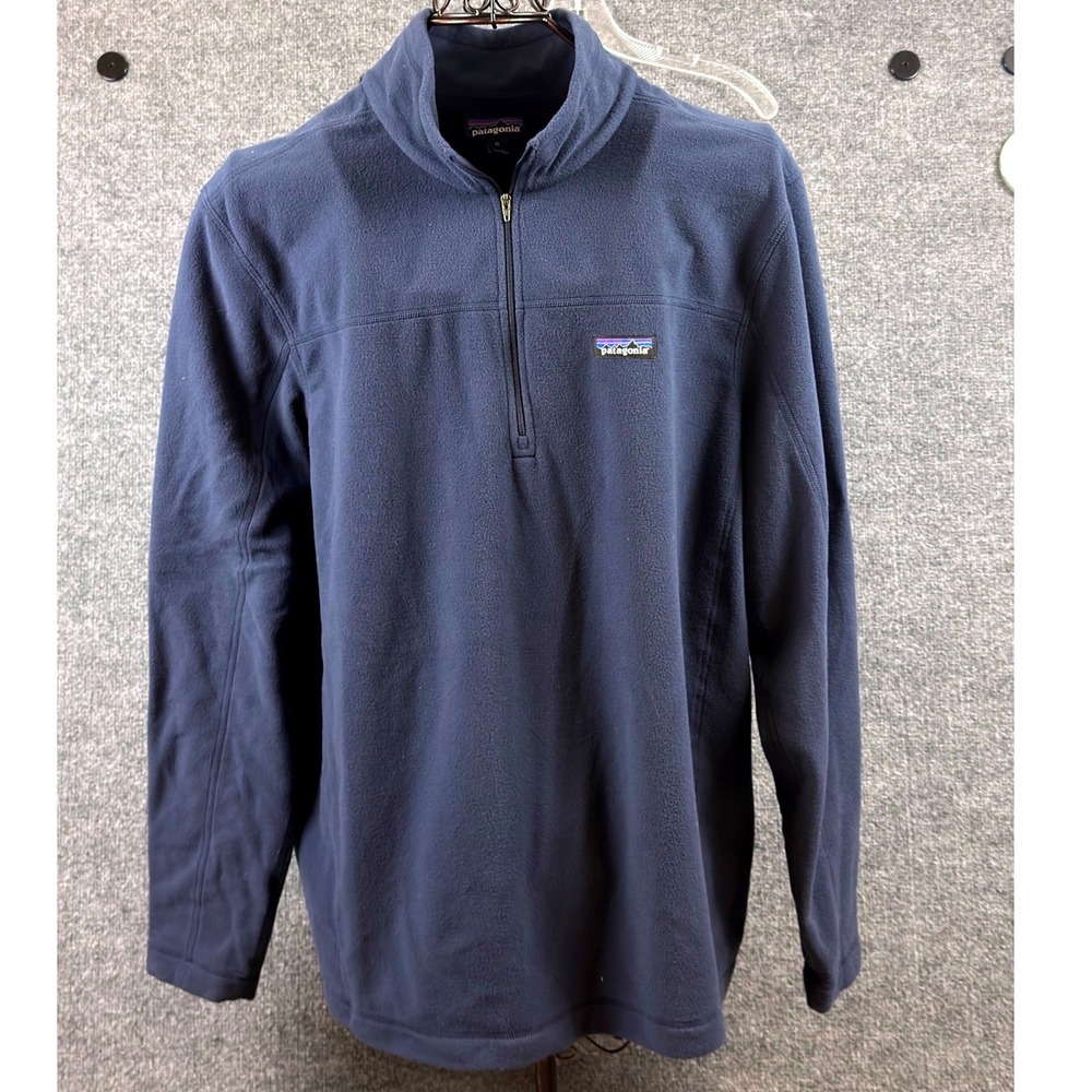 Patagonia Mens XL Micro D Quarter Zip Fleece Pullover Sweatshirt Navy Blue Fall